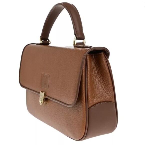 Burberrys Logo Nova Check Top Handle Hand Bag Leather Brown GHW - Picture 1 of 15